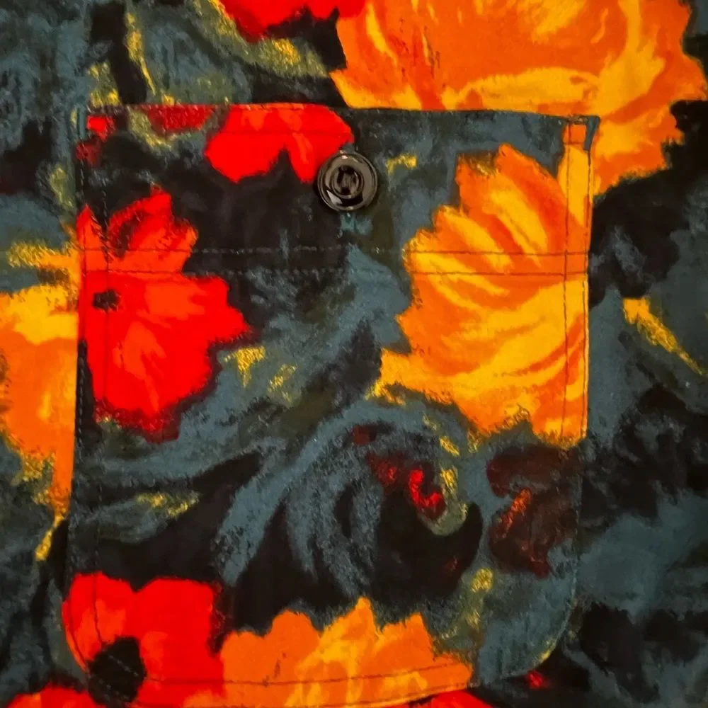 J. Crew Mens Floral Mid-Weight Flannel Shirt Cotton Classic Long Sleeve Size MT